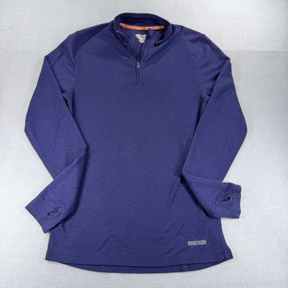 Omni-Wool 1/4 Zip Pullover  Blue Baselayer Long Sleeve Men's Medium Spring/Fall